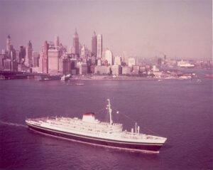 Andrea Doria leaving New York circa 1950