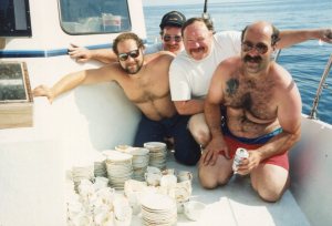 1989 Andrea Doria 3rd class china, with Eugene Howley, Pet Guglierie, and Dennis Kessler.jpg