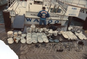 AWD One of the trips where I earned my nickname the Tonnage King. This haul is from a storeroom on the USS San Diego. From the RV Wahoo with Hank Garvin and John Lachemyer