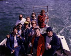 AWD aboard the Sea Hawk.  Front Tom Packer, Steve Gatto Pete Guglerie. Middle, Rick Camina, Eugene Howley, Brad Sheard, Back Dennis Kessler Rick Jazcyn, Jeff Pagano and Pinky.