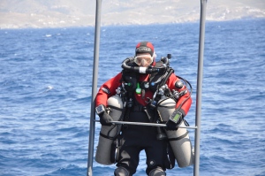 2009 008 Me being lowered into water by lift.