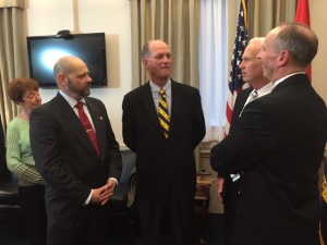 Gordon Claudius recieveing his fathers award, L-R Author, Bob Ballard, Gordon Claudius Admiral Greenert