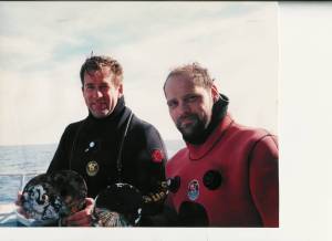John Chatterton and I with a few artifacts from the wreck.