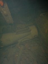U869 Torpedo lying on the deck in the forward torpedo room.