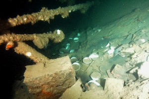 Dishes in the wreck of the Tottori Maru
